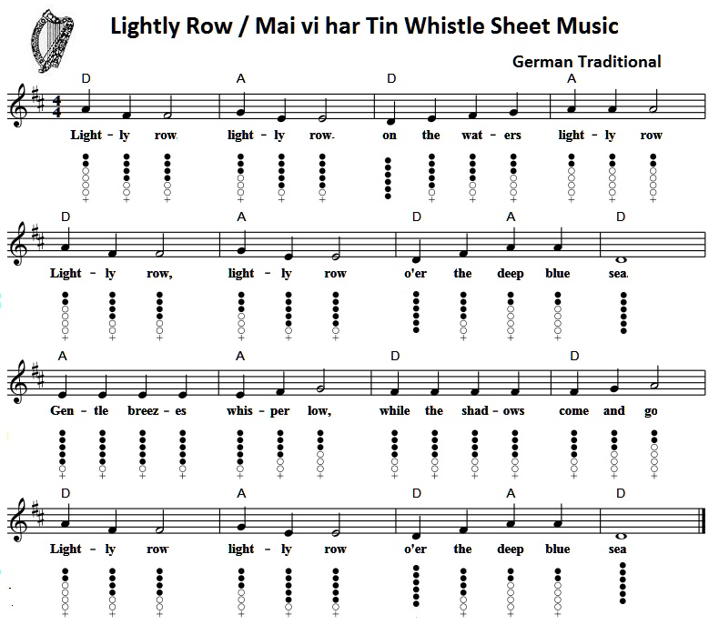 Lightly row tin whistle music