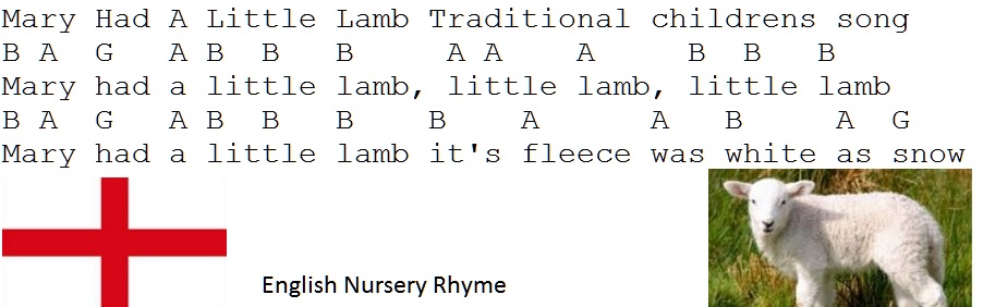 Mary Had A Little Lamb Tin Whistle Music