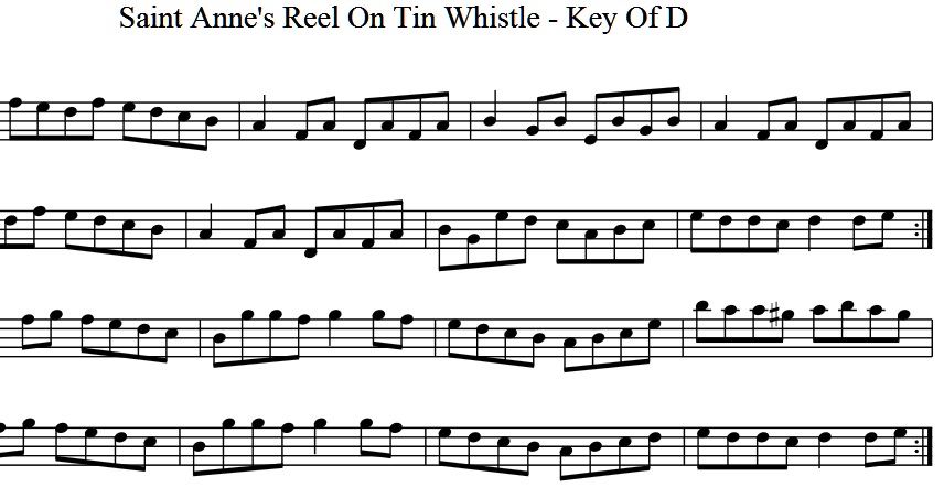 St Annes Reel Tin Whistle Sheet Music
