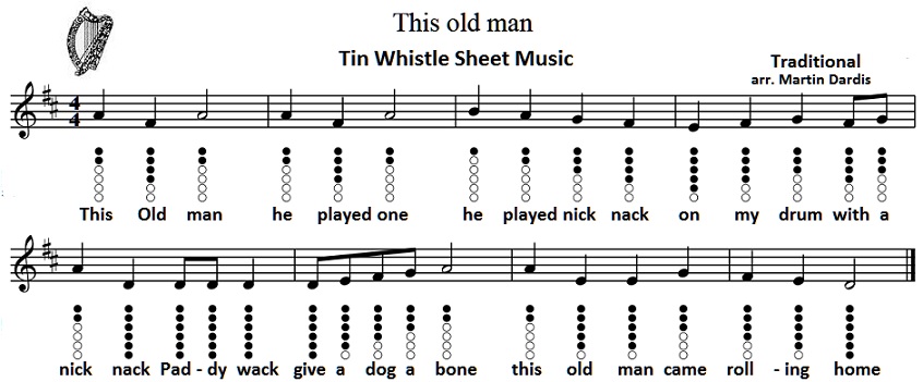 This Old Man sheet music for tin whistle