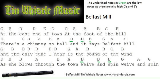 Belfast Mill Tin Whistle Music