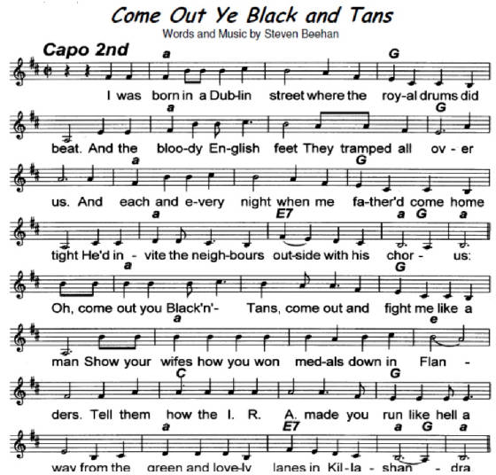 Come Out You Black And Tans Sheet Music