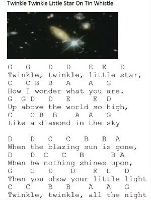 Twinkle Twinkle Little Star Tin Whistle Music
