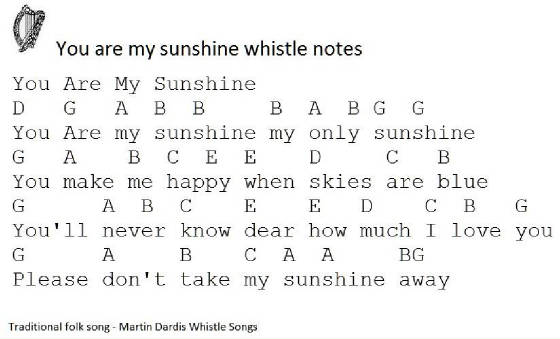 You Are My Sunshine Music Notes