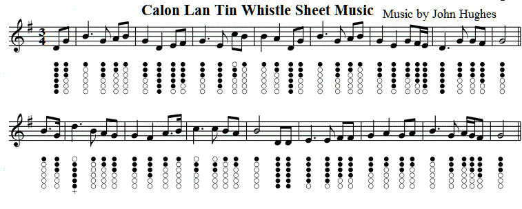 Calon lan tin whistle sheet music