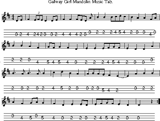 Galway Girl Mandolin Tab
