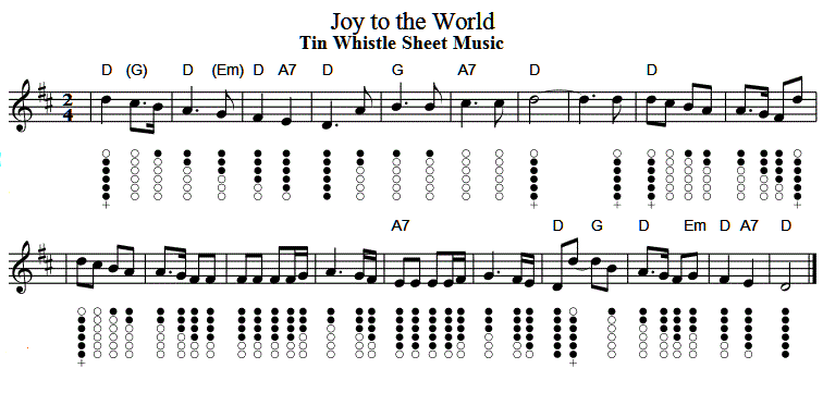 Joy To The World Tin Whistle Sheet Music