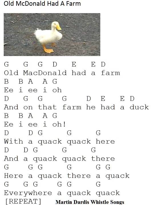 Old McDonald Had A Farm Tin Whistle Music