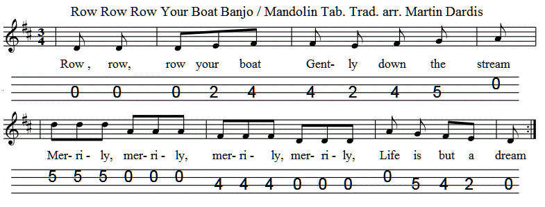 Row your boat mandolin tab