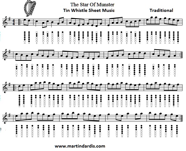 Star Of Munster Tin Whistle Sheet Music