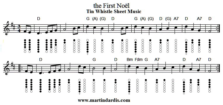 The First Noel Tin Whistle Sheet Music