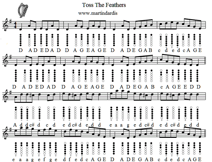 Toss the feathers tin whistle sheet music